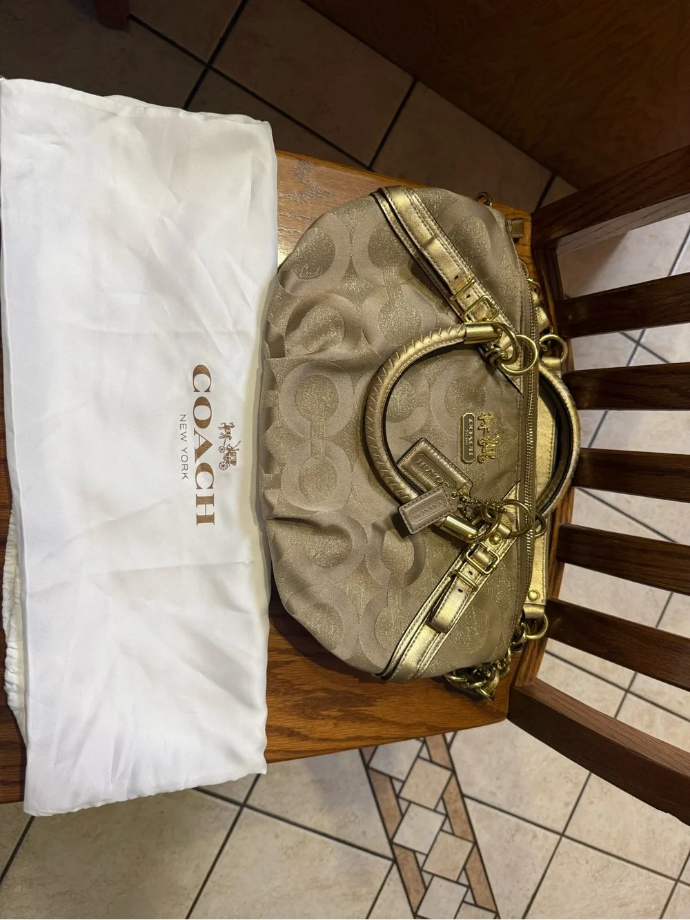 Coach Gold-Tone Signature Shoulder Bag